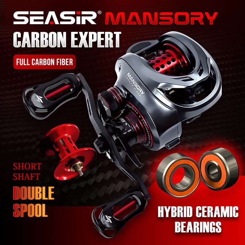 Ice Fishing Reel - Seasir-Moulinet de pêche Baitcasting Mansory, carbone