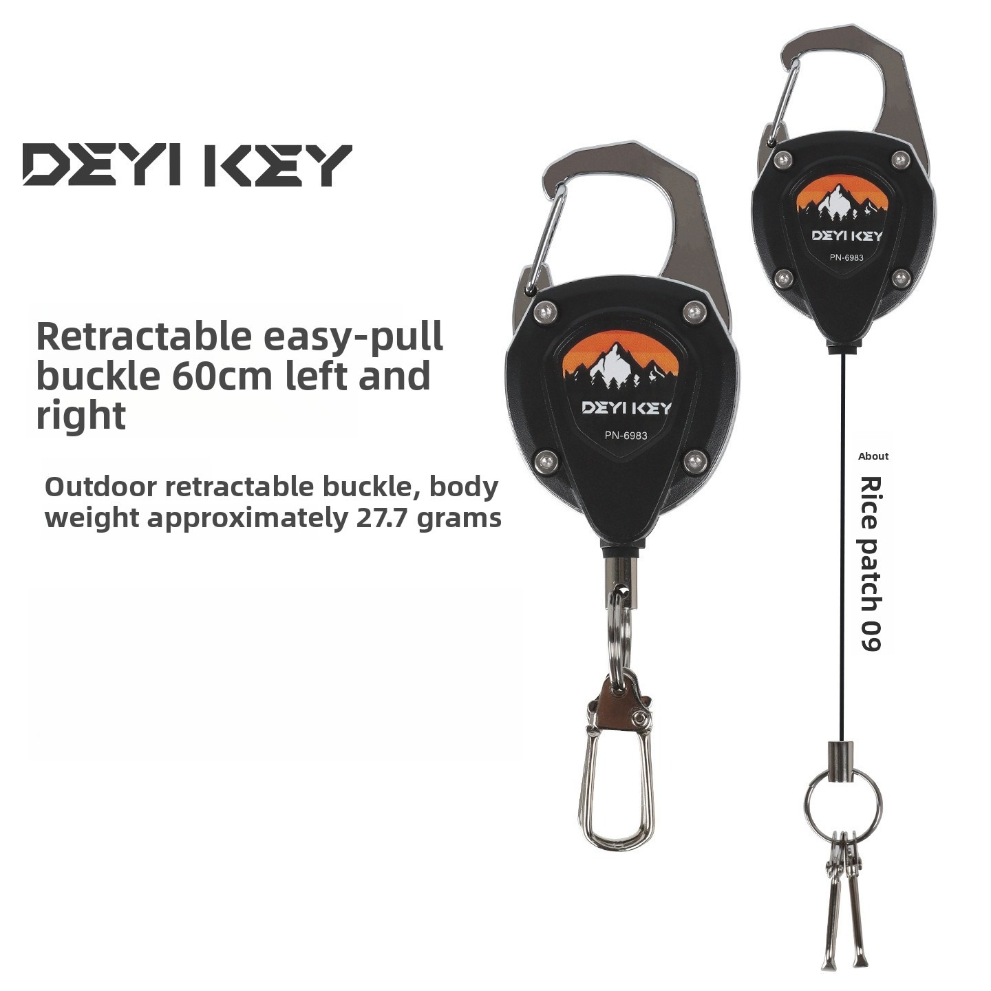 Reel Repair Kit - Porte-clés rétractable robuste anti-perte avec mousqueton